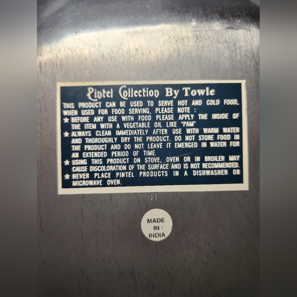 Towle Pewter Pintel Collection Square Serving Bowl Made in India 9.5 " Vintage - Picture 3 of 6